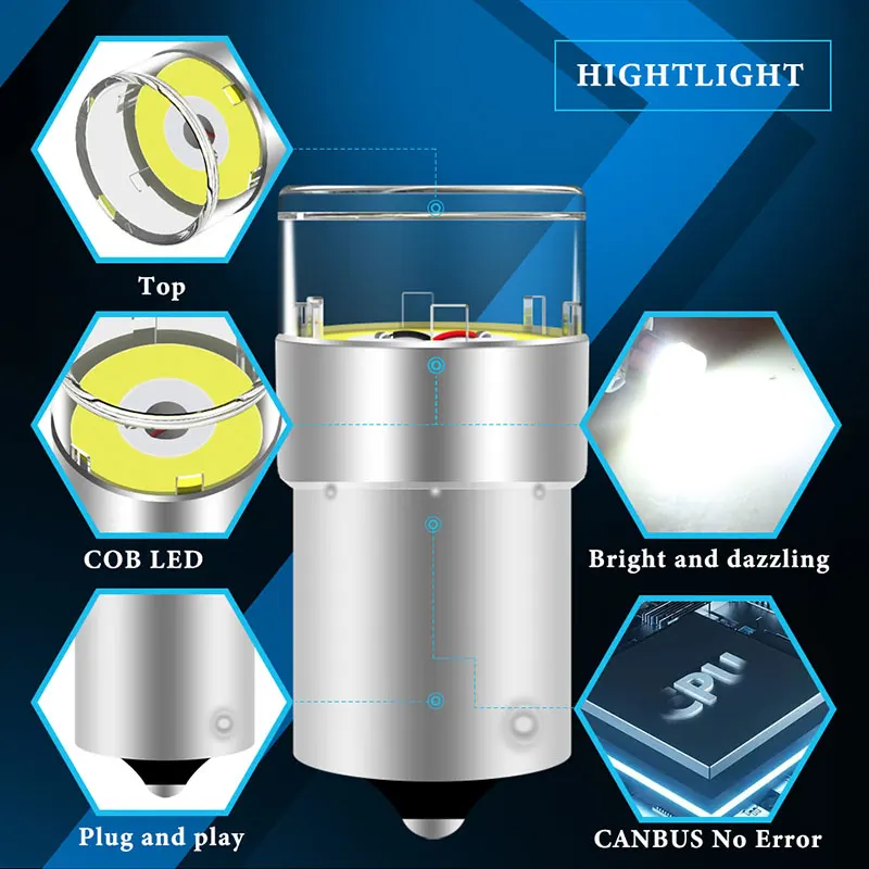 ڵ Led  õ , P21W 1156 BA15S 1157 BAY15D P21/5W, R5W R10W ڵ   12V 6000K   , 2 