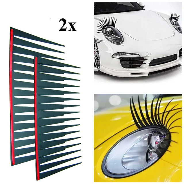 2 teile/satz 3D Charming Schwarz Falsche Wimpern Auto Scheinwerfer Wimpern  Aufkleber Auto Scheinwerfer Dekoration Zubehör Lustige Aufkleber