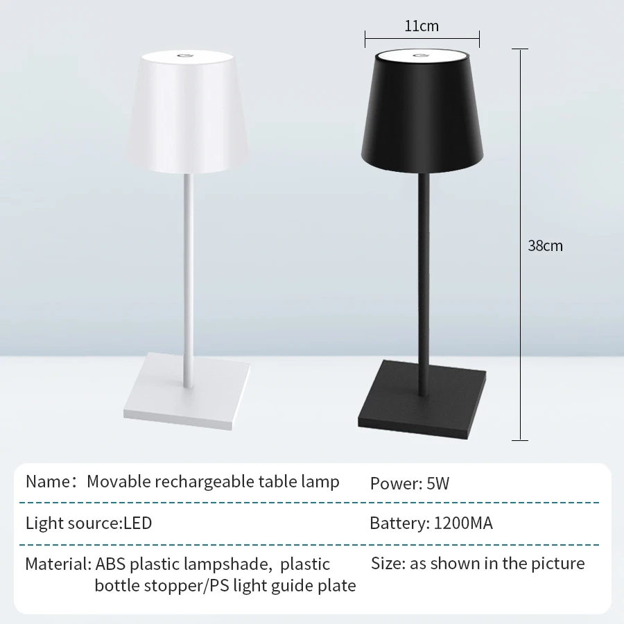 Table Lamp Rechargeable LED Touch Sensor Switch Desk for Bar Restaurant Hotal Club Room Decor 3 Color Dimmable Eye Protection, table lamp