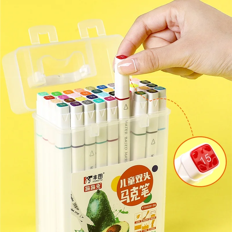 Color Marker Pens 12/18/24/36/48 Highlighter Double-Headed Color Marker Art Marker Set Art Stationery School Office Supplies