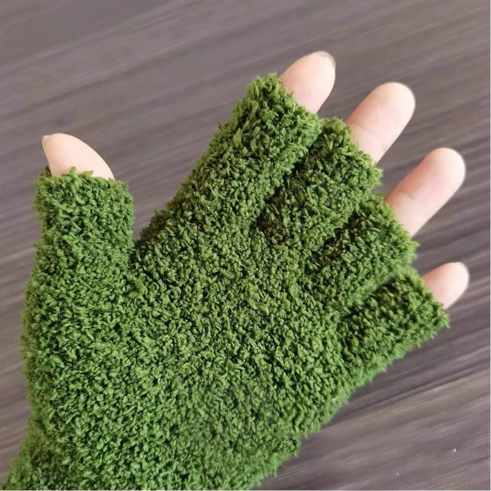 

Half Finger Fingerless Winter Knitted Half-finger Gloves Outdoor Mittens Warm Wrist Cuffs Men's And Women's Solid Color Gloves