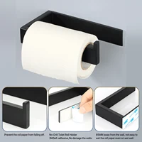 สแตนเลสสุขาม้วนผู้ถือ Wall Mount กระดาษทิชชูห้องน้ําผู้ถือ Self Adhesive Matte สีดํากระดาษทิชชูอุปกรณ์เสริม 6