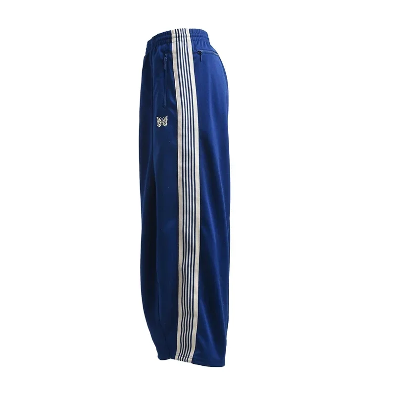 25ss Butterfly Embroidery Wide Leg Sweatpants Oversized Mens Joggers Blue Women Casual Striped Trousers With Tag 4