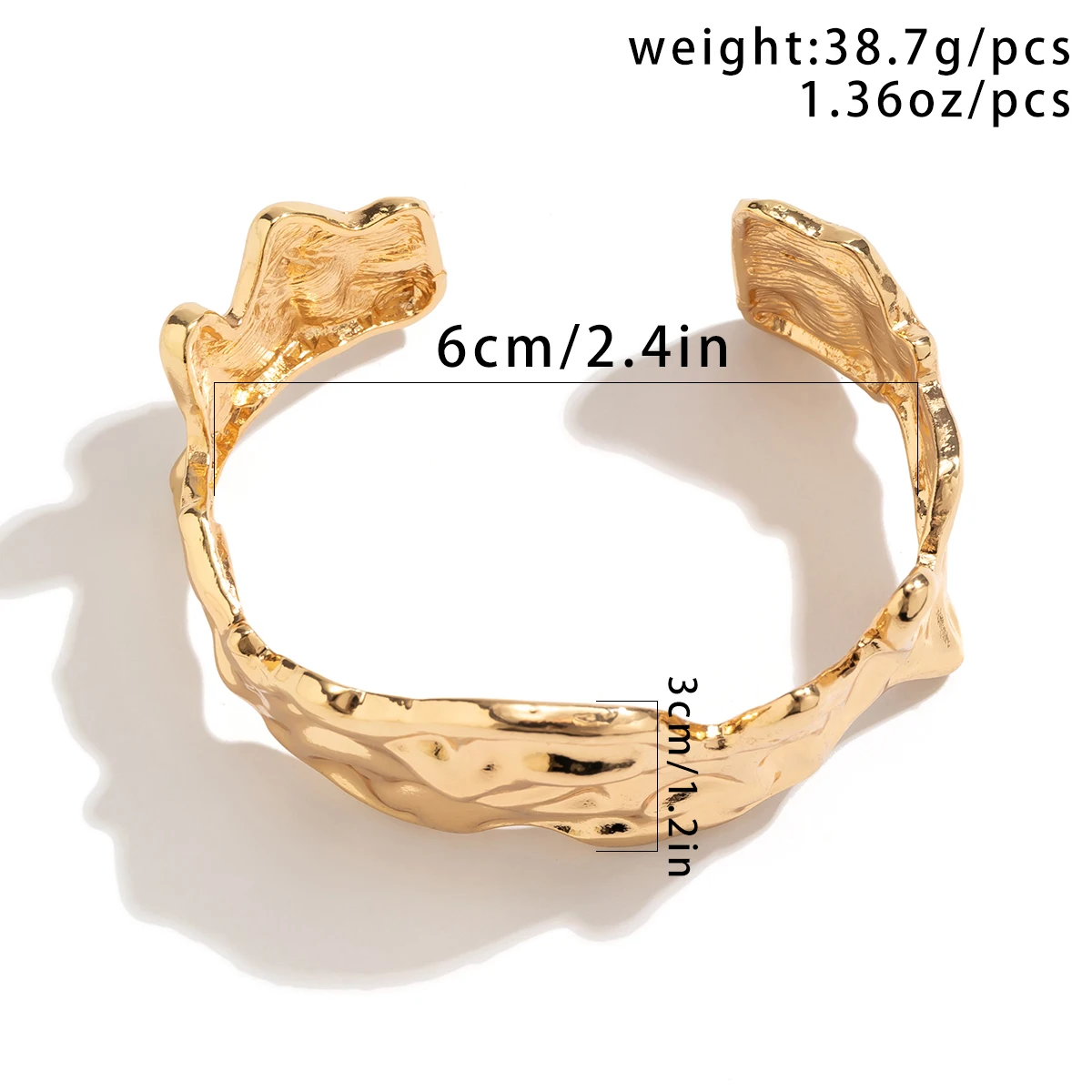 IngeSight.Z Vintage Irregular Metal Shaped Wide Open Cuff