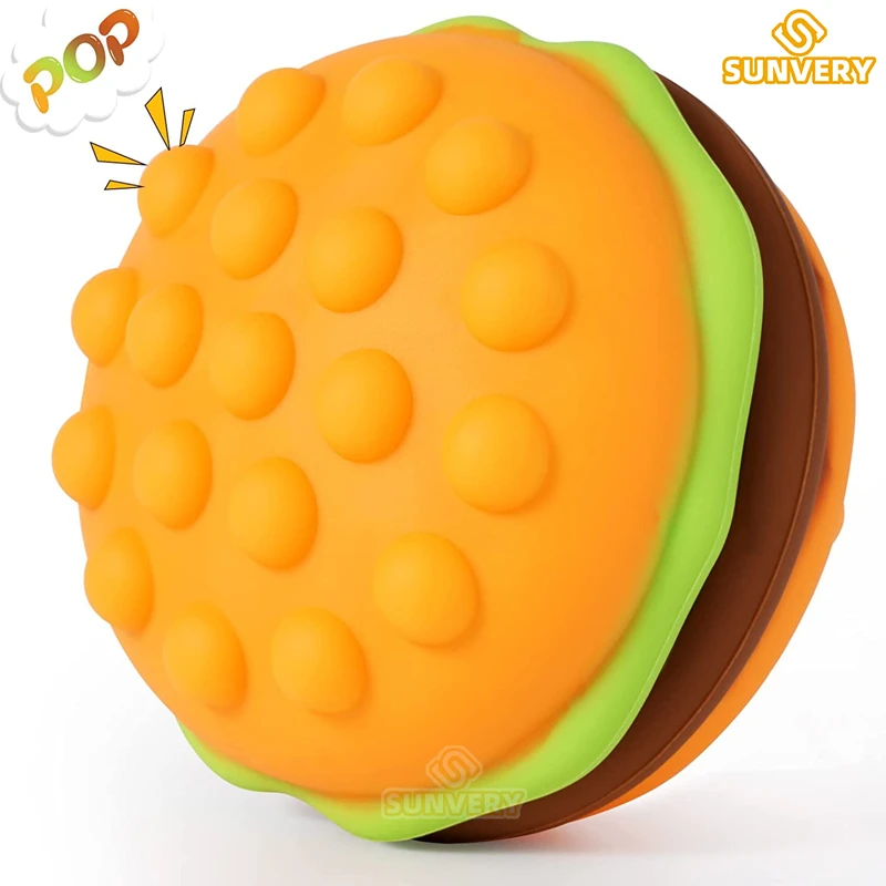 Burger Stress Ball 3D Squishy Hamburger Fidget Toys Silicone Decompression Silicone Squeeze Fidget Ball Fidget Sensory Toy 2022 pea popper fidget