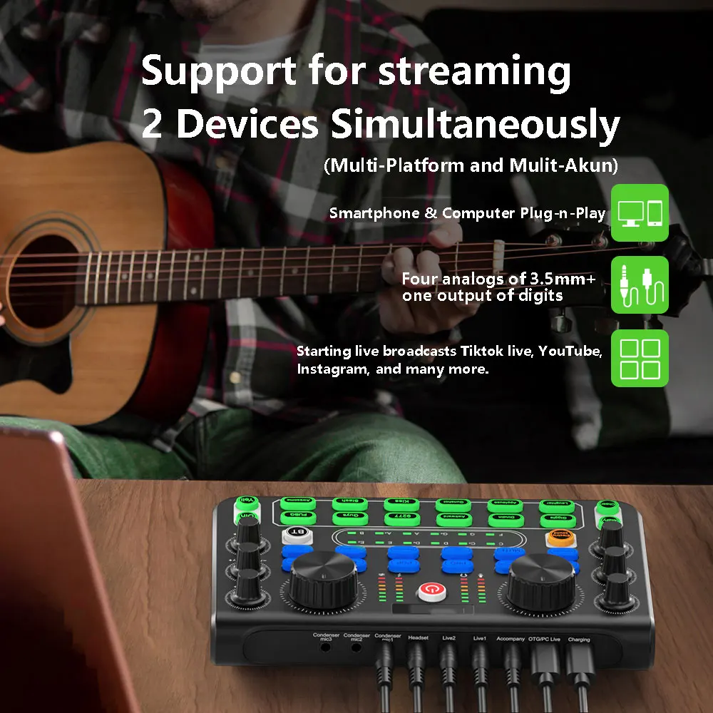 HD X60 사운드 카드 영어 버전 전문 사운드 카드 가라오케 방송용 오디오 믹서 KTV 노래 라이브 사운드 믹서