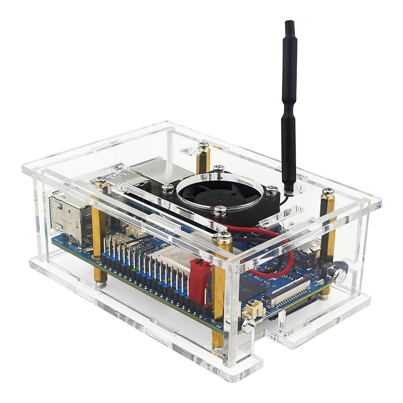 Orange Pi 5 Max Acrylic Case Transparent Shell Protective Box Cooling Fan Alumin