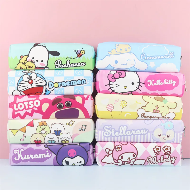 

Sanrio Hello Kitty Kuromi Cinnamoroll Pencil Case Cute Anime Large Capacity Pen Bag Stationery School Supplies Children's Gifts