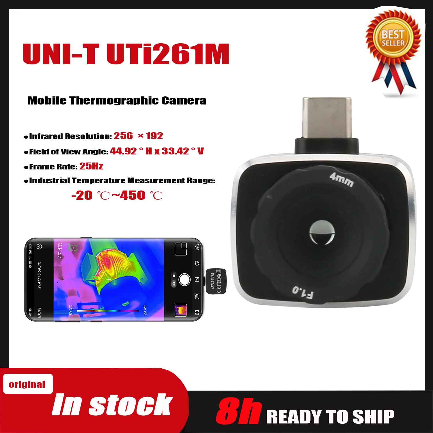UNITUTi261MInfraredThermalImagerPCBCircuitFaultTestingToolforAndroidTypeC