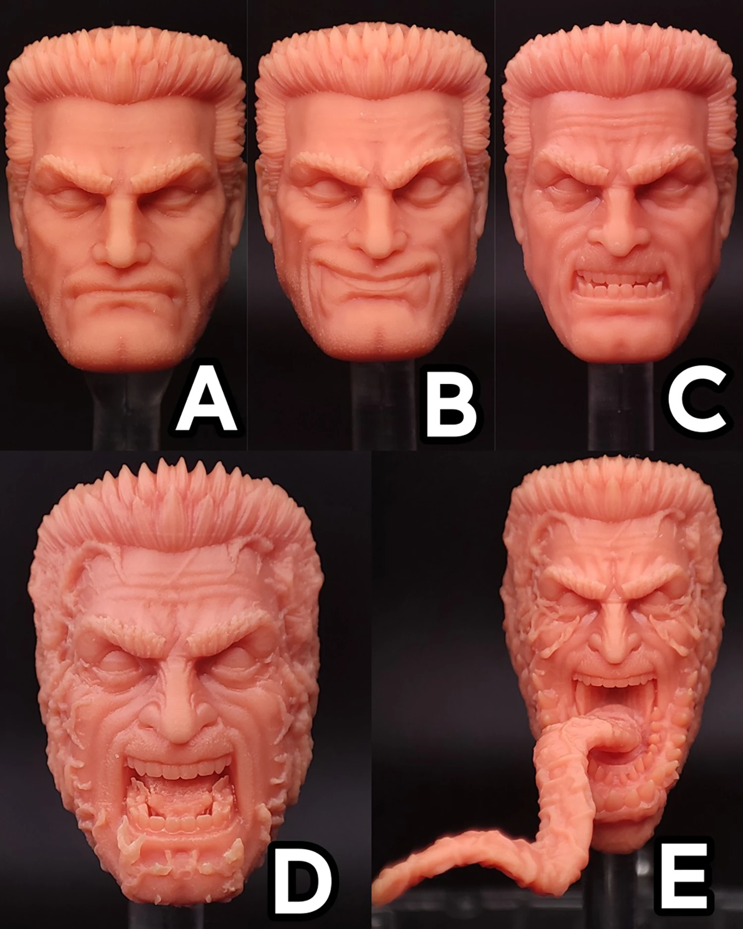 

ML Size Unpainted Venom Eddie Brock Head Carved 1/12 Scale Cartoon Head Fit 6'' Action Figure sdcc