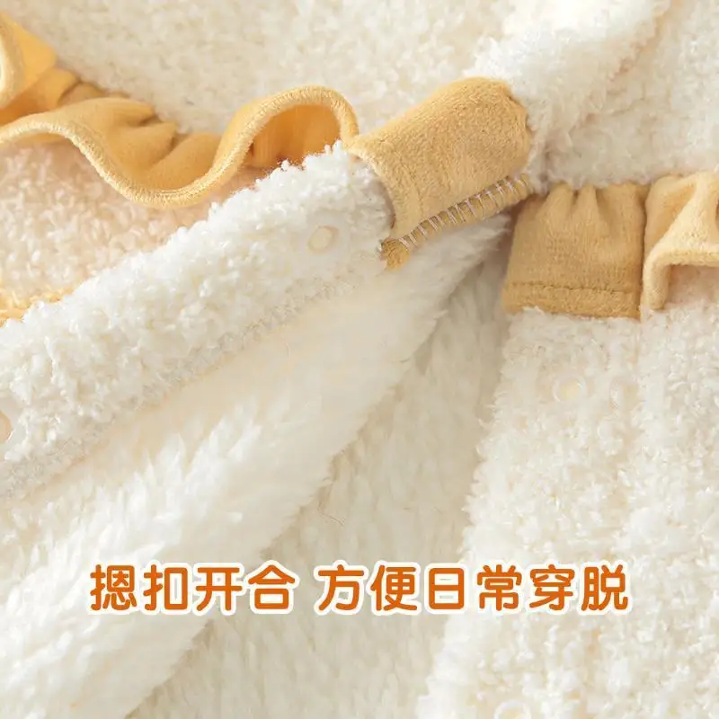 Baby Cloak Autumn Winter Cartoon Cute Hooded New Year Newborn Girls Cloak Warm Plus Velvet Thicken Infant Boys Shawl Jacket