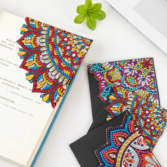 4 Pcs Mandala Diamond Painting Bookmarks For Kids,diy Corner Bookmark  Triangle 5d Diamond Painting Bookmarks Crafts Gifts