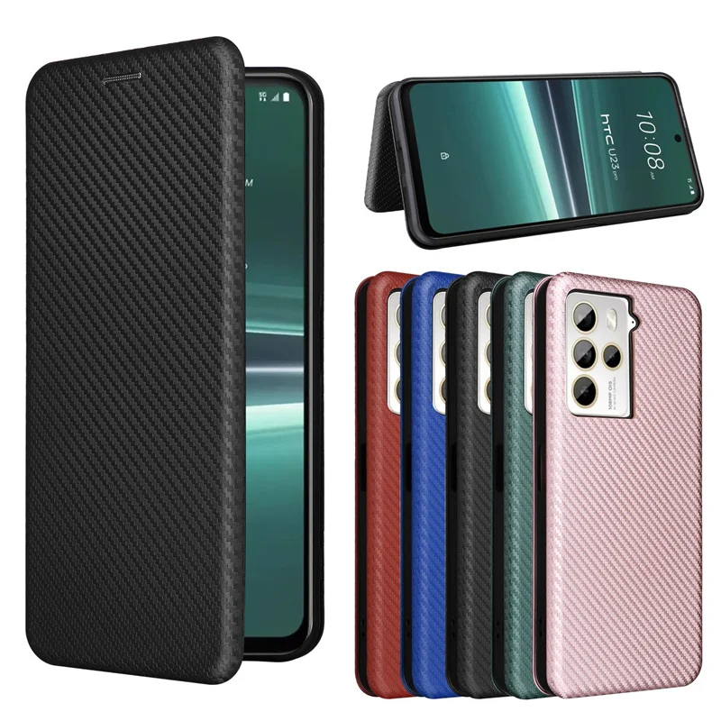 Per Htc U23 Pro Case Luxury Flip Custodia Protettiva Ad Adsorbimento Magnetico Per Pelle In Fibra Di Carbonio Per Htc U23 U 23 Htcu23 Pro Borse Per Te