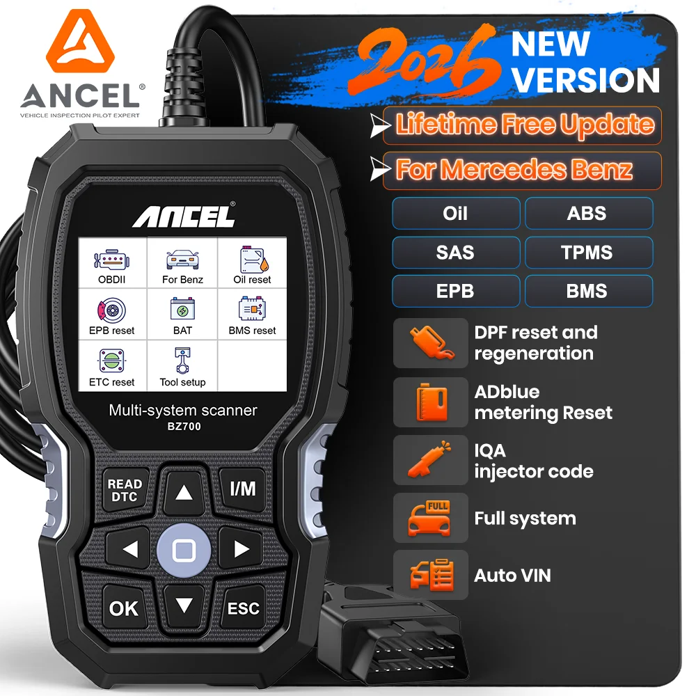 ANCEL BZ700 Skaner OBD2 dla Mercedes dla Benz Sprinter Smart All System Scan Tool ABS SRS SAS Reset oleju Samochodowe narzędzie diagnostyczne