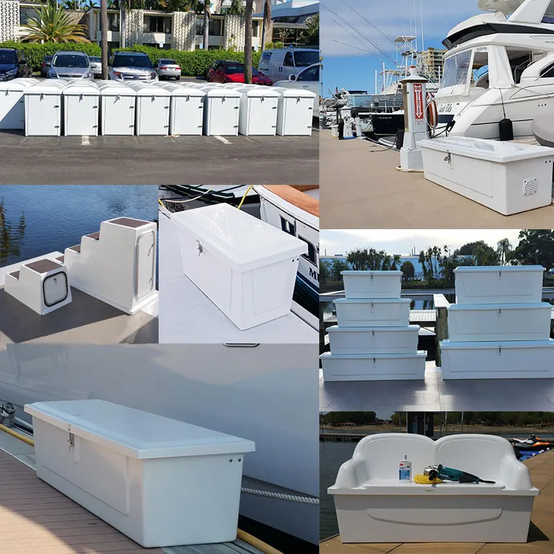 Outdoor High Quality Safety Storage Box Frp Fiberglass Marina Accessories Boat Gear Dock Box Outdoor Furniture