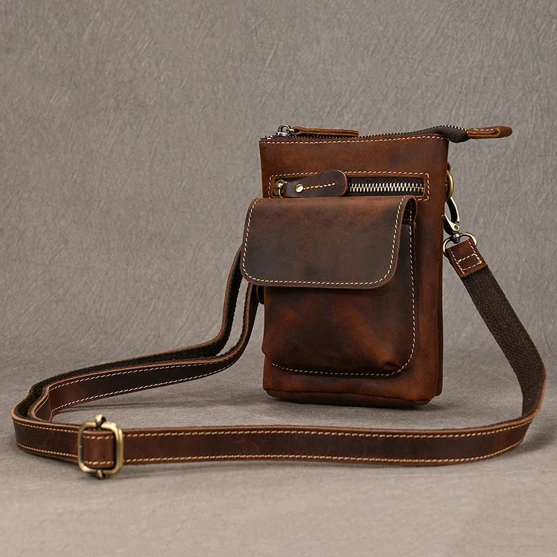 Genuine Leather Men's Waist Bag Fanny Pack