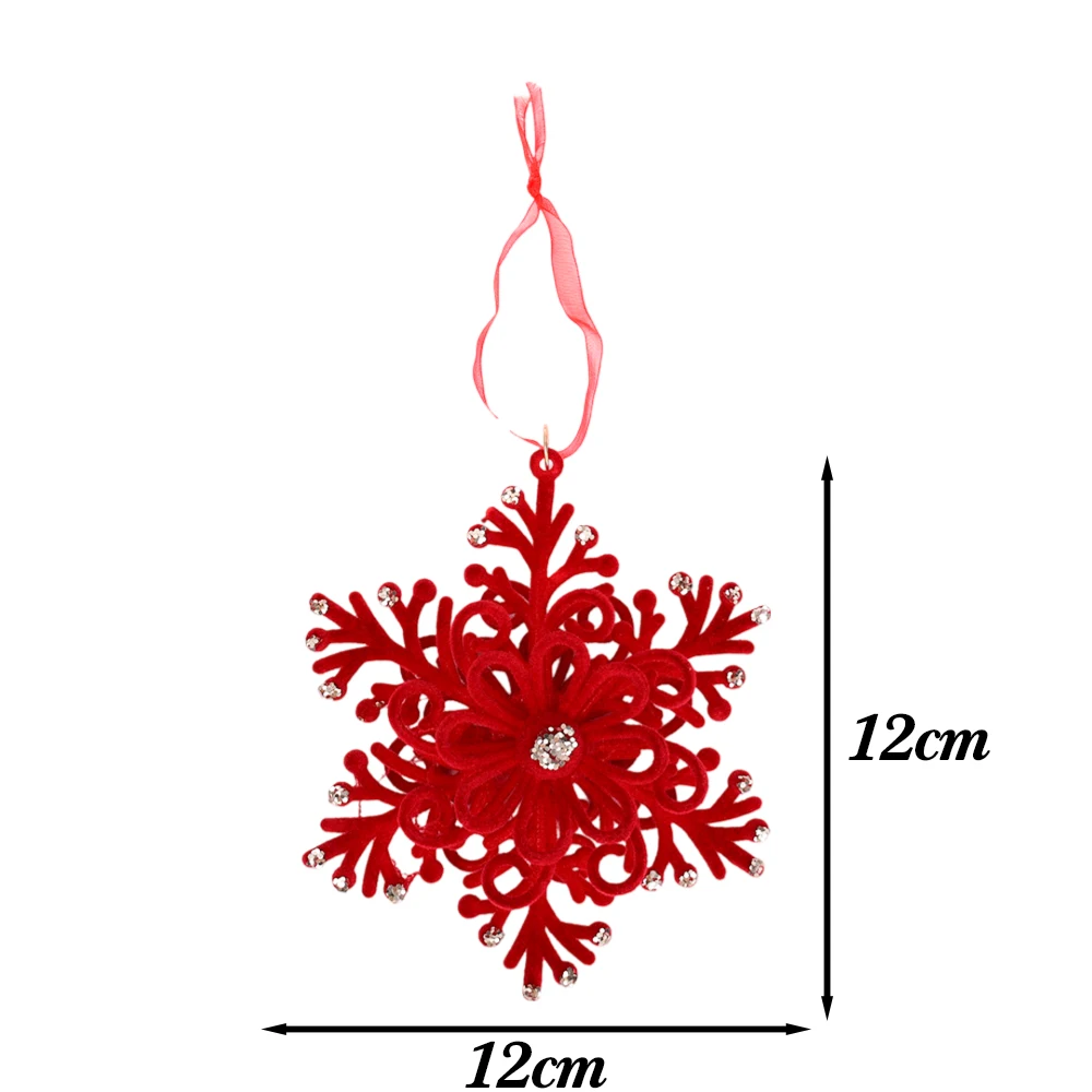 thumbnail image 1 of 1-3PCS Christmas Red Flocking Hanging Pendant Plastic Ribbon Wreath DIY Crafts Ornament Home Party Xmas Tree Decoration Supplies, 1 of 5