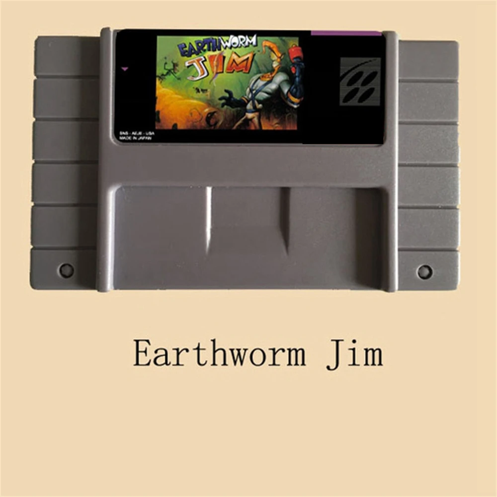 Earthworm Jim 16 Bit Big Grey Game Card Per Usa Ntsc Game Player
