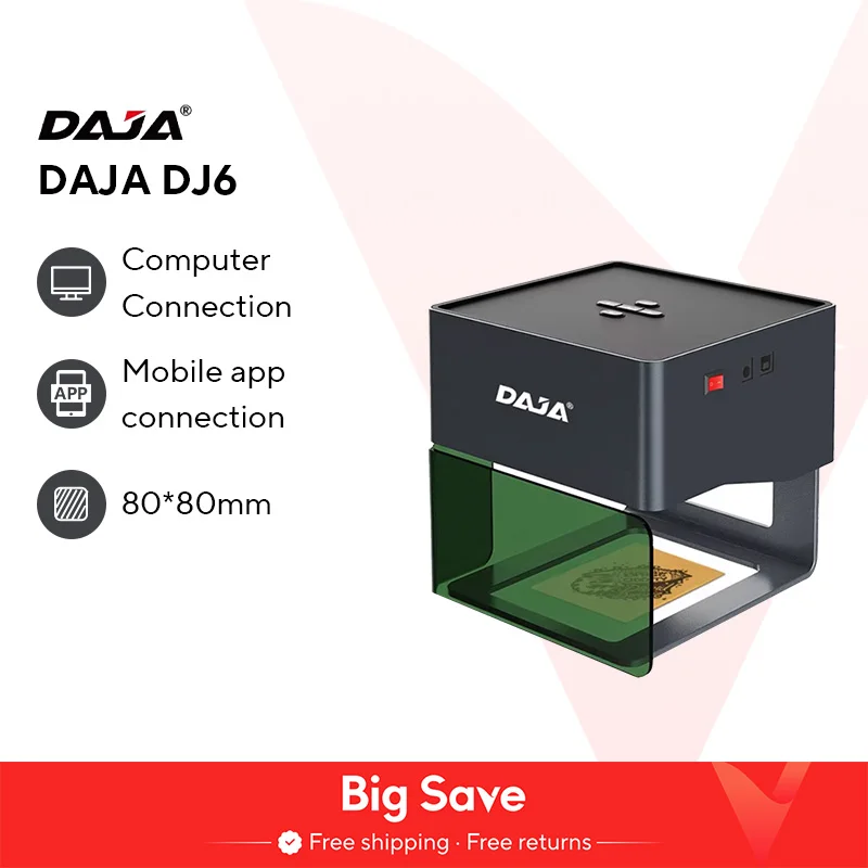 DAJA DJ6 Mini Portable Laser Engraver Diy Bluetooth Machine Painted Dog Tag Paper Leather Wooden Plastic Logo CNC Machine