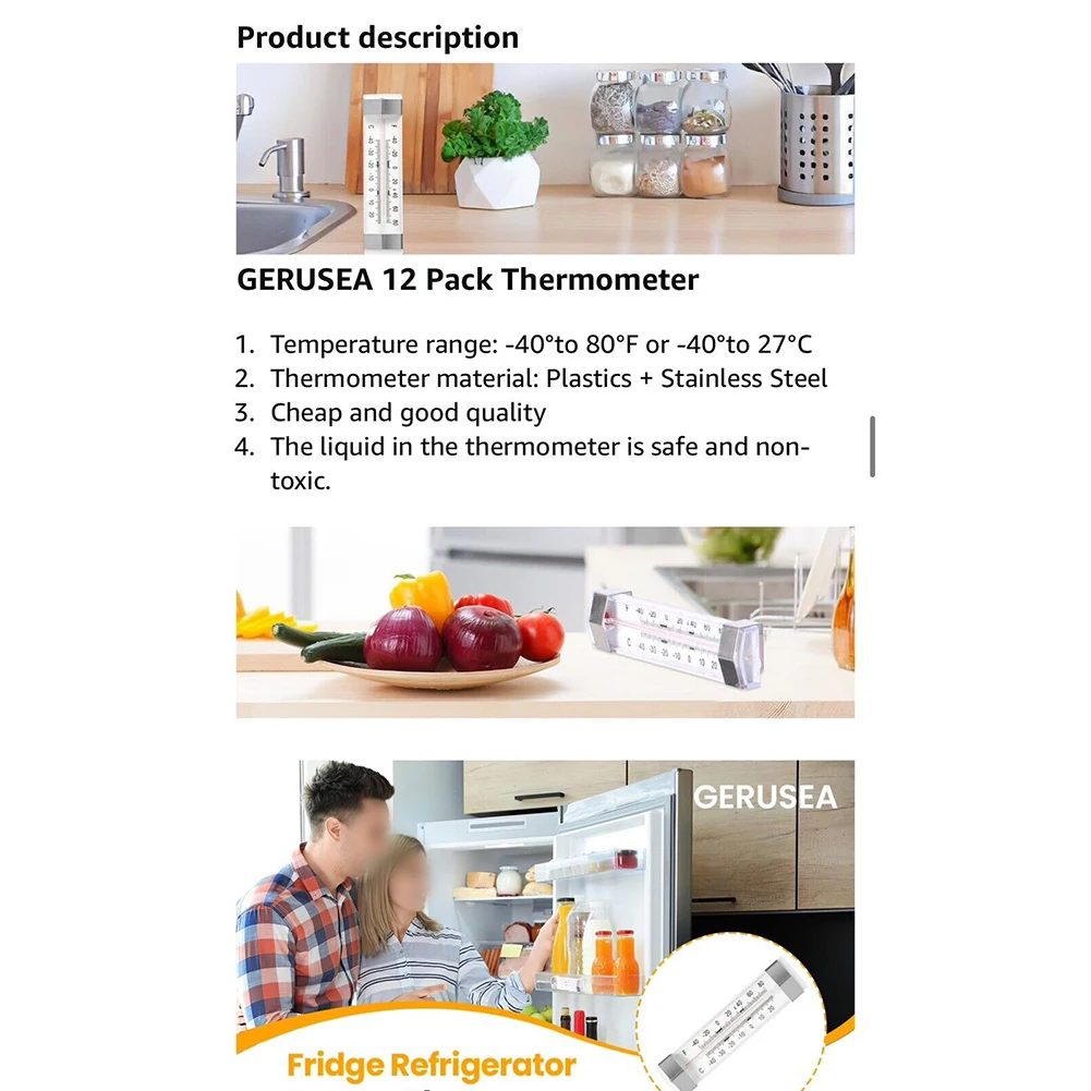 Description Picture 5 of itemRefrigerator Freezer Thermometer Fridge Refrigeration Temperature Gauge Wall Hanging Thermometer Freezer Versatile Unit Count