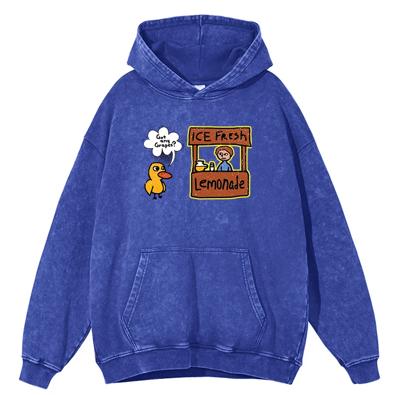 thumbnail image 1 of Sudadera con capucha para hombre, estilo retro, desgastada, con efecto desgastado, limonada fresca y helada, ropa holgada, 100 % algodón, talla grande, 1 of 5