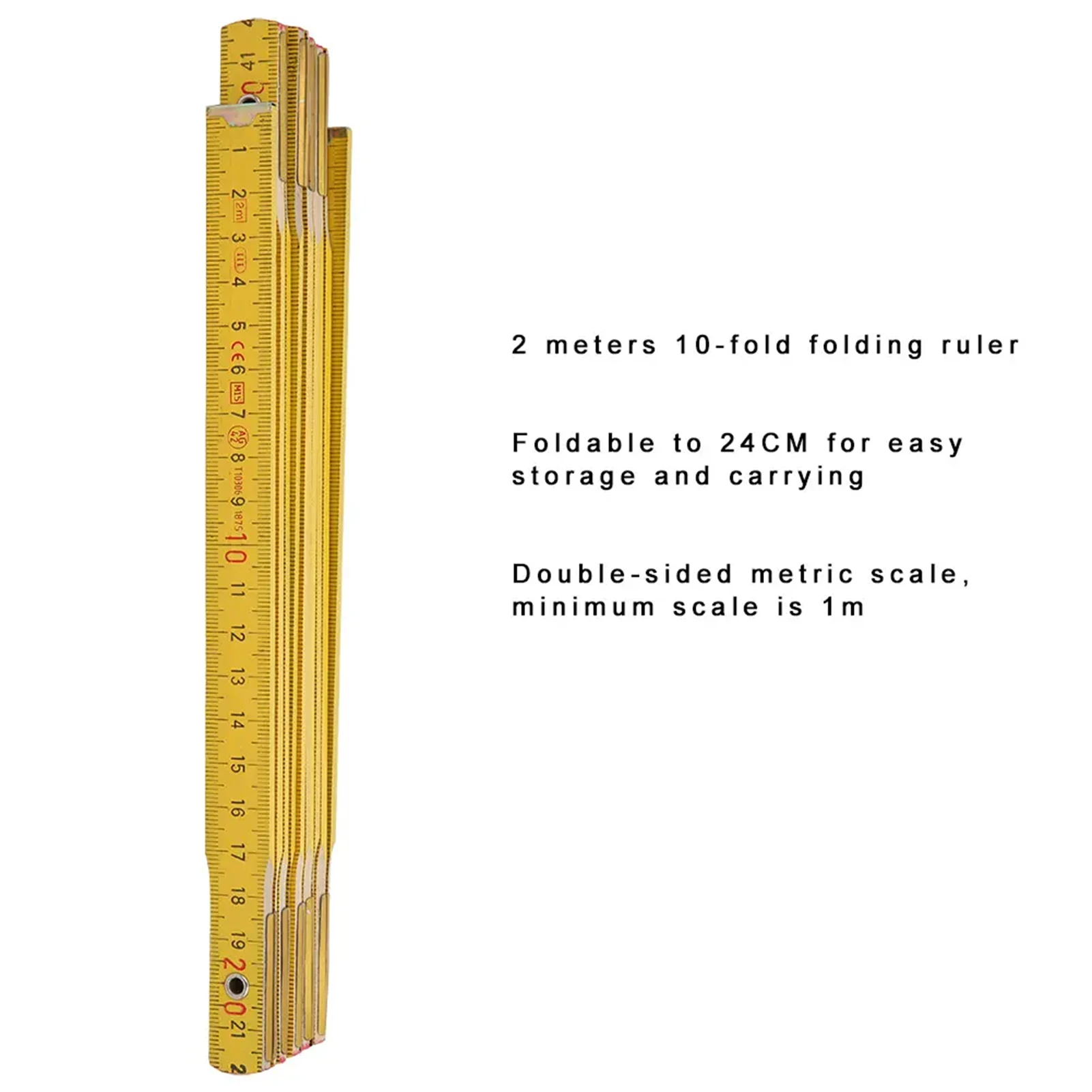 Wooden Double-Sided Folding Ruler for Carpentry and Teaching