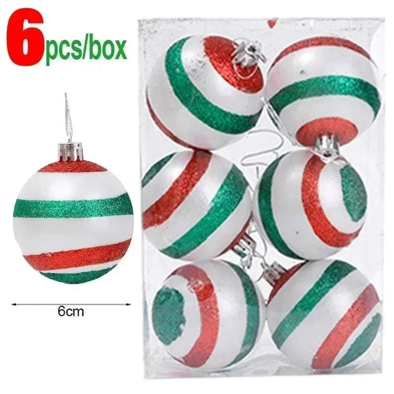 thumbnail image 1 of 6/24 piezas de adornos de bolas de Feliz Navidad, bolas pintadas para árbol de Navidad, colgantes para colgar, decoración para fiestas de Año Nuevo, suministros para festivales, 1 of 5