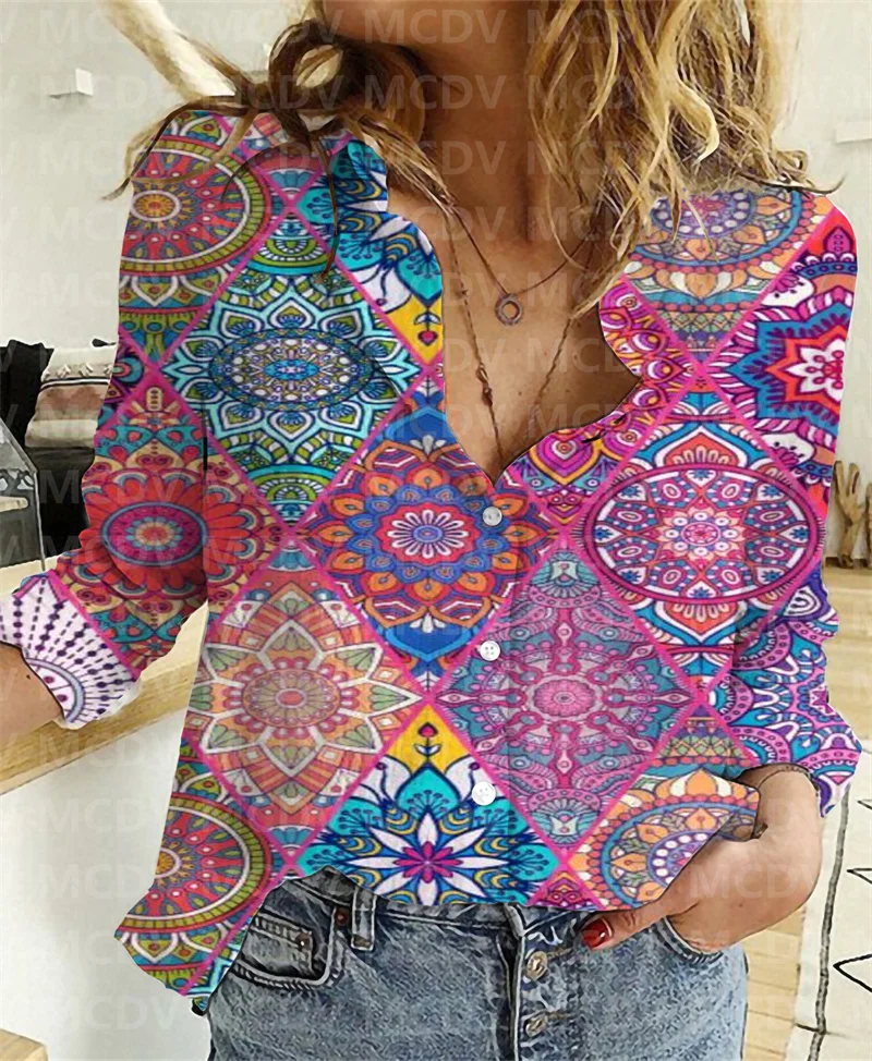 Women Linen Shirt Psychedelic Yoga Casual Shirt 3D Printed Button-down Shirt Casual Unique Streewear сборник psychedelic rock a trip down the expansive era of experimental rock music