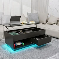 Lift Top Coffee Table with Storage LED Coffee Table Morden High Gloss Living Room 3 Tiers Modern Tea Table 1
