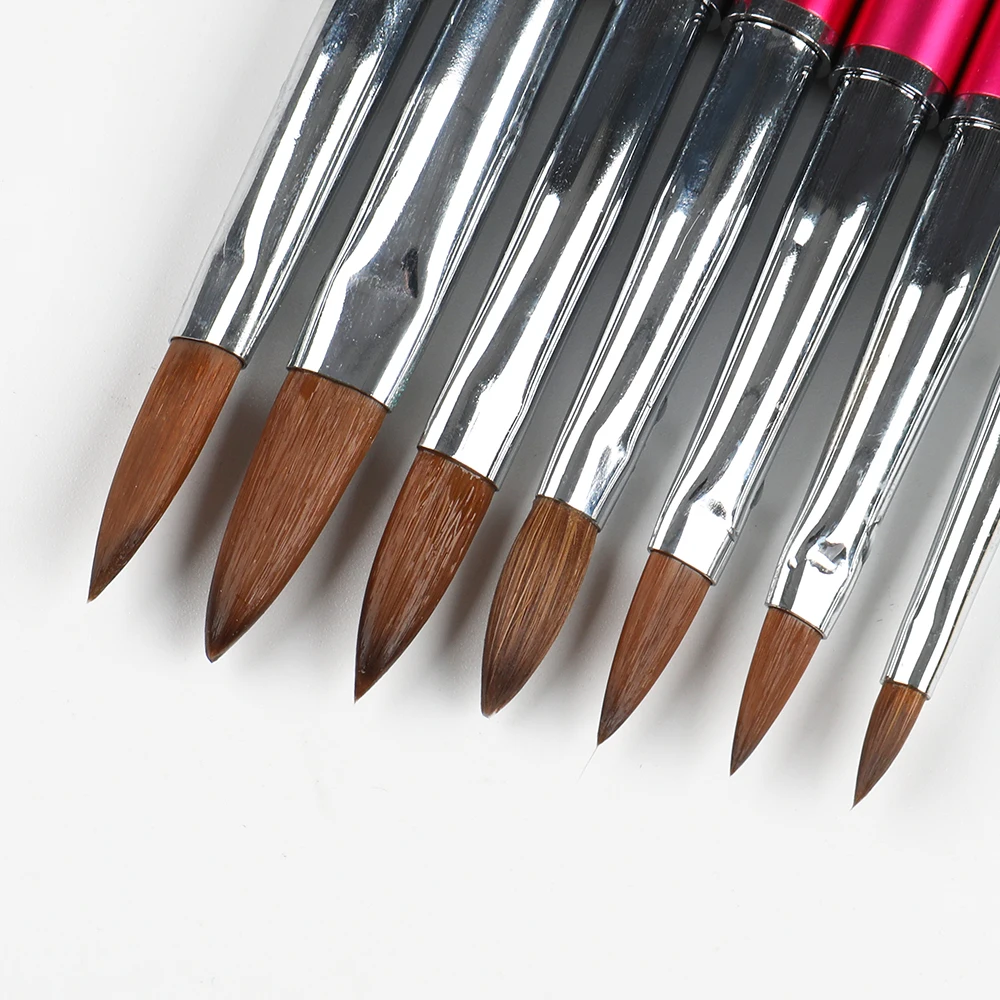 Rose Gold  Acrylic Nail Brush 3D Pure Handmade Nail Brushes For Acrylic Application Professional Nylon Nail Art Brush Set 4