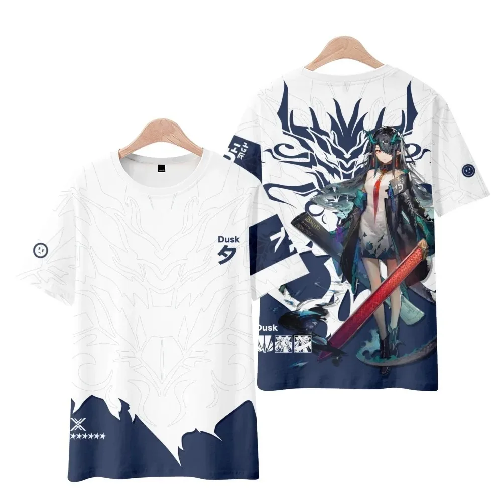 

Game arknights dusk 3d printing t shirt female summer fashion o-neck short sleeve funny tshirt graphic t streetwear cosplay 2024
