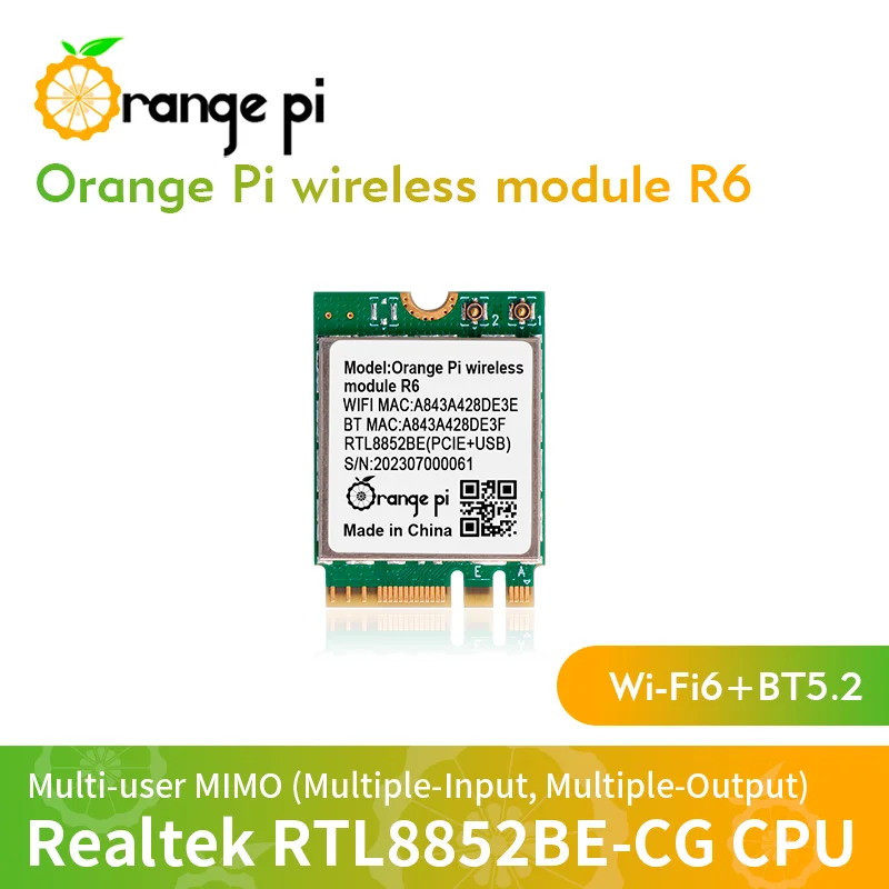 Orange Pi 5 Plus Wi-Fi6 + BT5.2 Module Dual Brand 2.4G 5G Wi