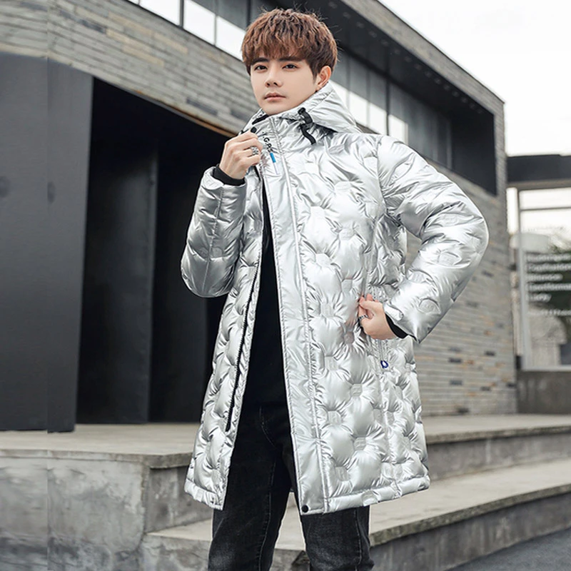 Inverno nuovo studente luminoso popolare piumino leggero da uomo di moda  con cappuccio di media lunghezza confortevole e caldo| | - AliExpress