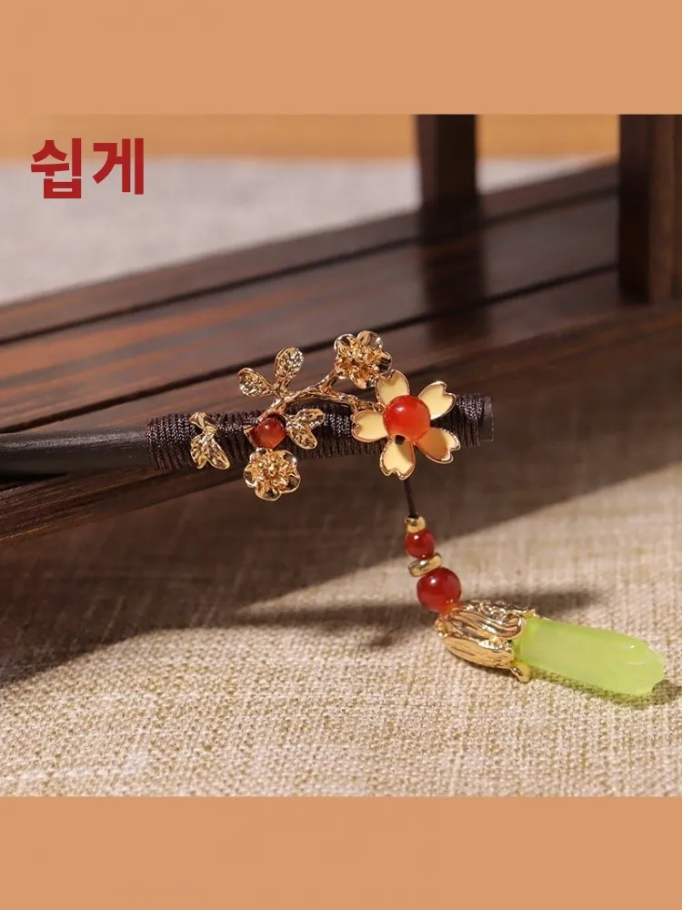심플한 고대 스타일 머리핀 나무 소재 데일리 헤어 장식품 태슬 쉐이크 스텝 중국 전통 패션 헤어 액세서리