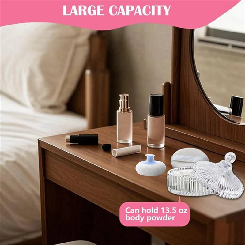 B82B-Body Powder Puff And Container Kit , Dusting Powder Puff For Women Baby And Loose Powder Containers For Wet Dry Makeup