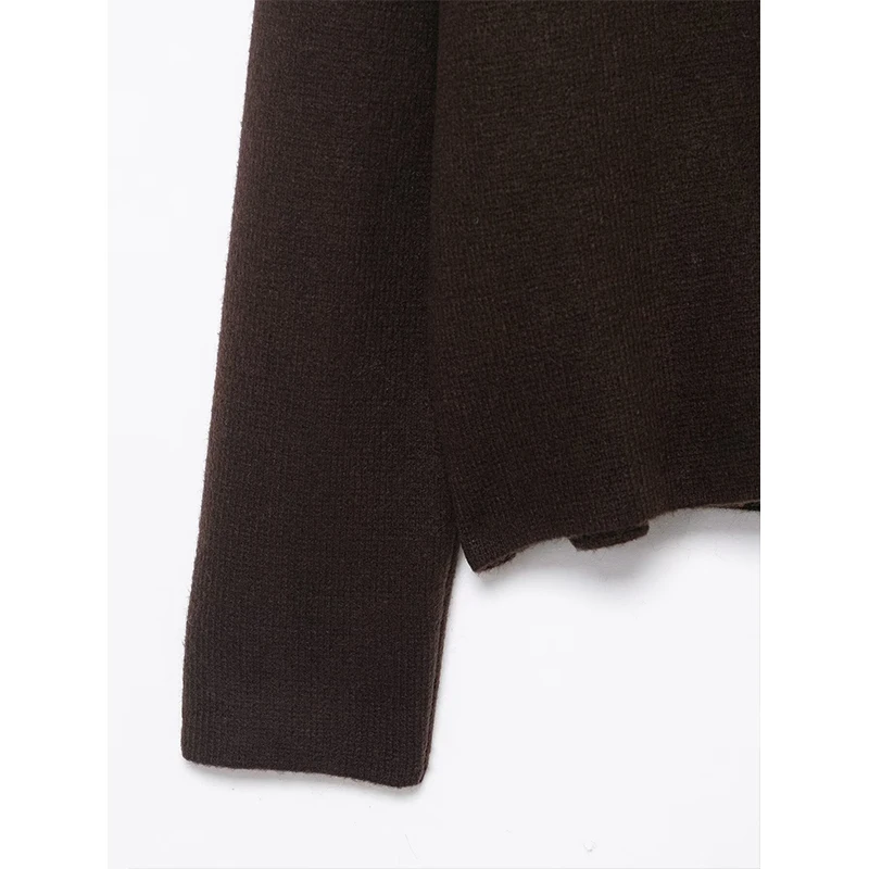 Casual Chic Women Cardigan Long Sleeve Faux Fur Lapel Knitting Cardigans Fashion 2025 Autumn Winter Elegant Sweater Coat