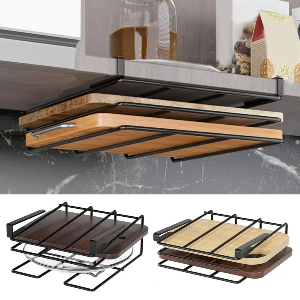 Chopping Board Rack Under-Cabinet Cutting Board Holder Strong Load-bearing Easy to Install Heavy-Duty Cutting Hanging Rack