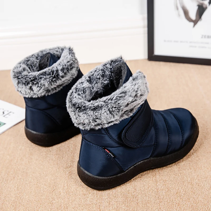 Womens Waterproof Boots Made Of Looped Rabbit Fur
