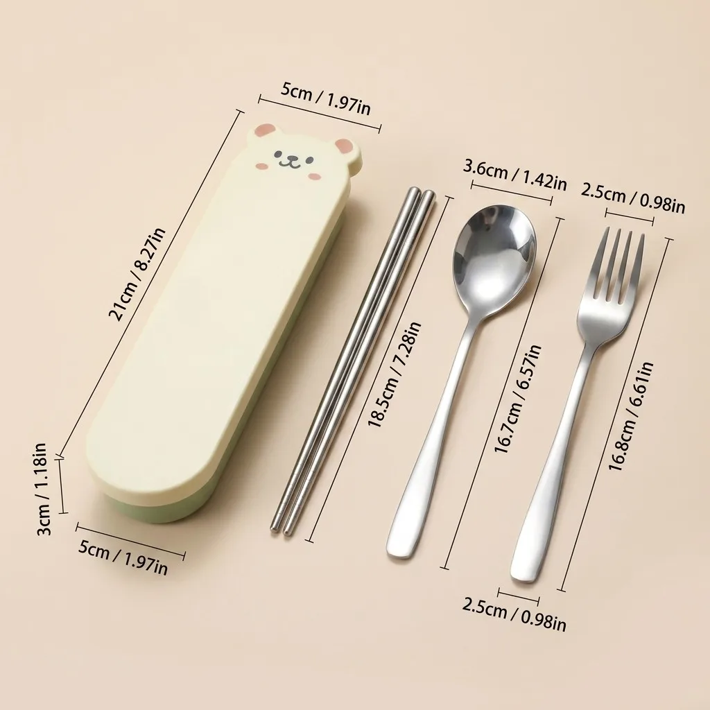 Premium Stainless Steel Cutlery Set with Organizer and Bear Case - Ideal