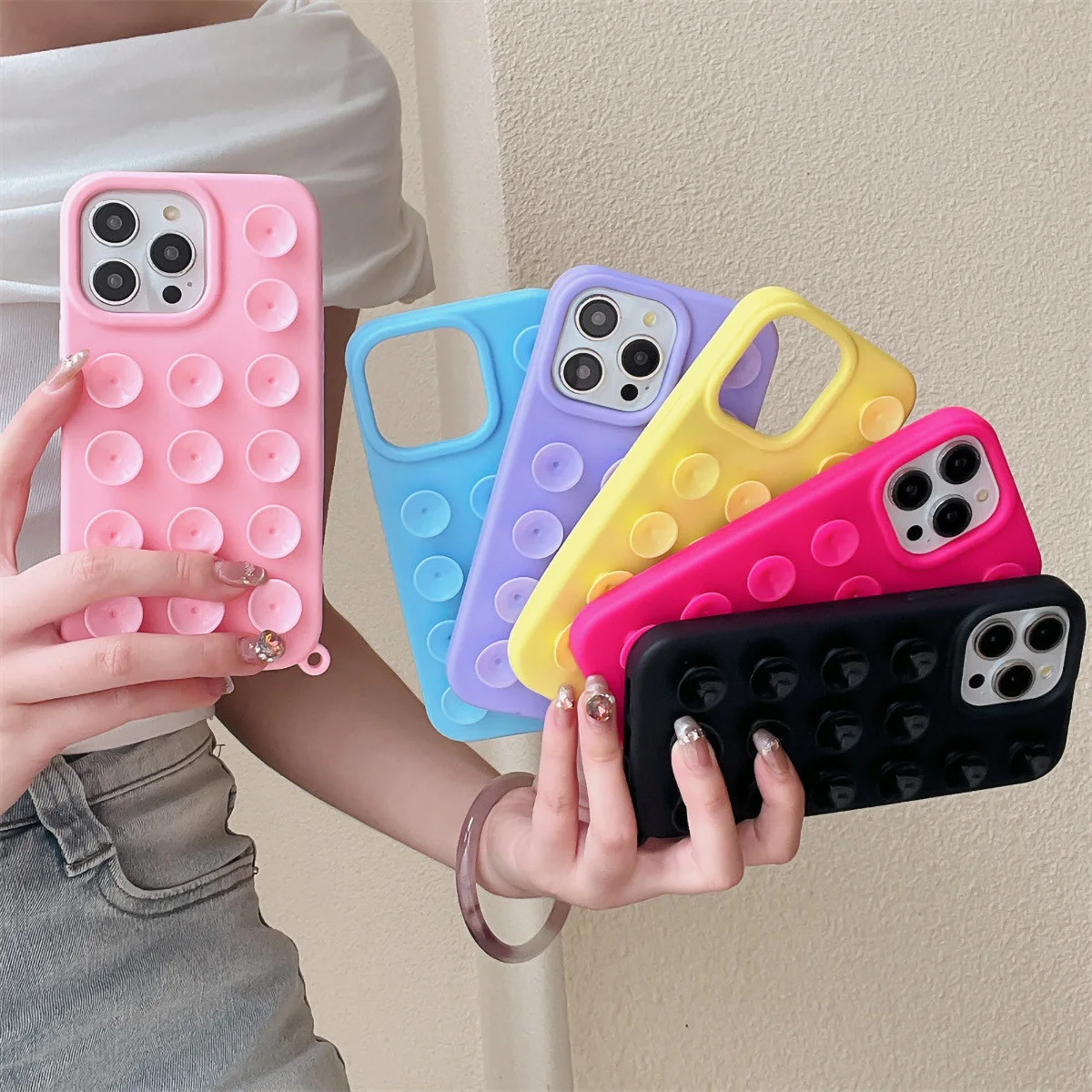 Shockproof Anti-Slip Silicone Phone Case with Suction Cup Design