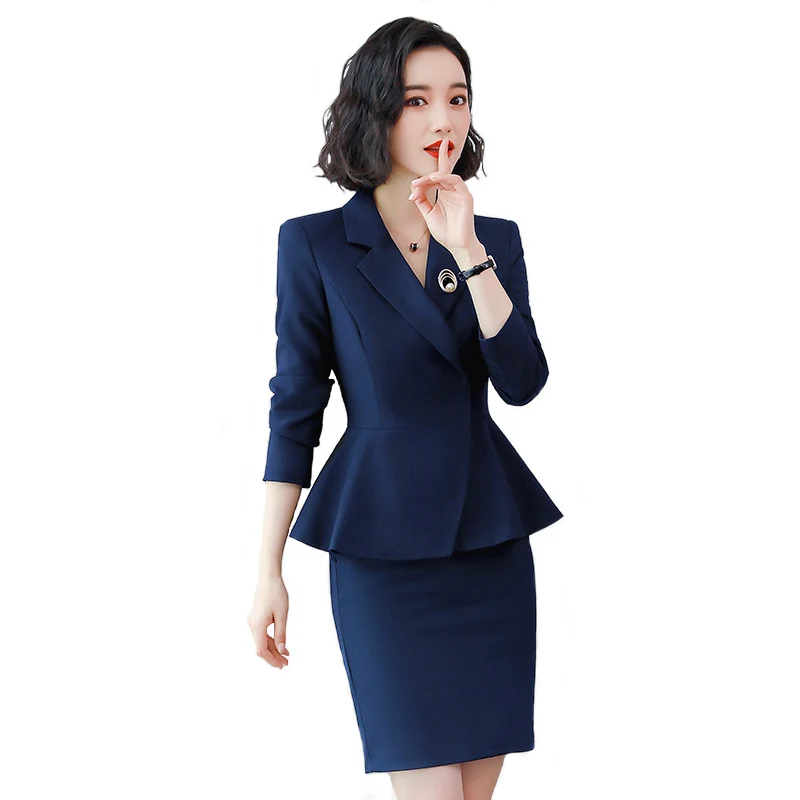

High End Professional Suits Women New Autumn Fashion Temperament Business Formal Slim Blazer And Skirt Office Ladies Work Wear