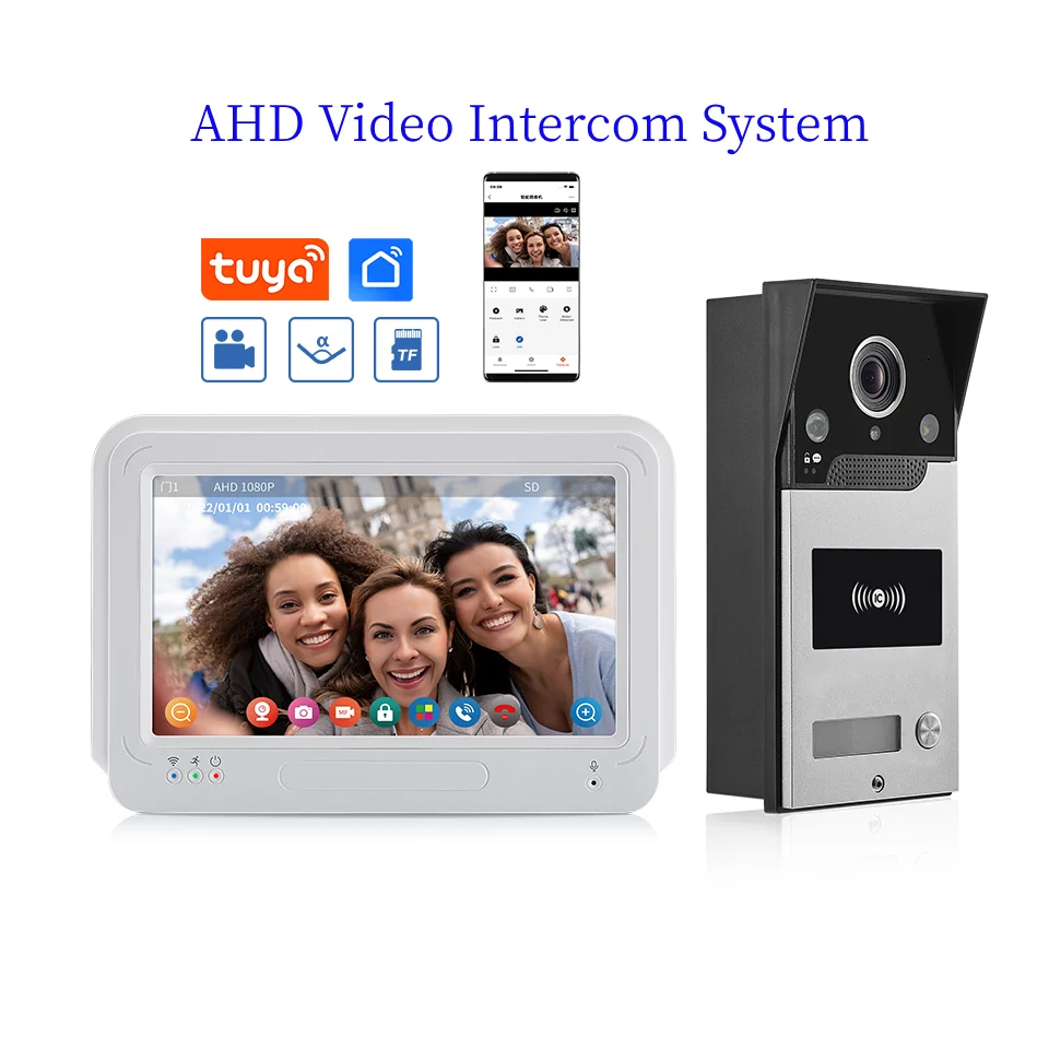 

AHD Building WIFI Video Door Phone Tuya APP Control 1-2 Units Apartment Video Intercom Motion Detection Doorbell Intercom Kit