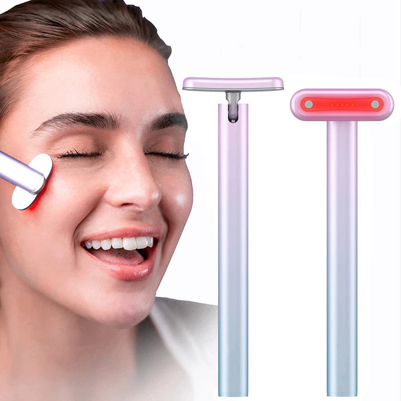 New 4 In 1 Facial Wand Led Red Light Therapy Facial Massage Tool Ems
