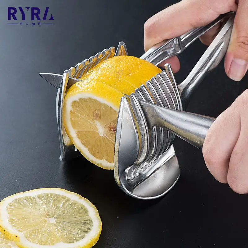 Vegetable Slicer Fruit Slicer Onion Slicer Holder Onion Slicer Vegetable Cutter Food Slicer Potato Slicer Handheld Lemon Tomato Slicer Steel Fruit Vegetable Cutting Shreadders Bread Clip Orange Potato Apple Onion Holder Kitchen Gadget