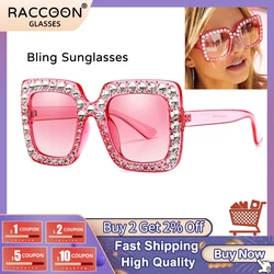Shining Diamond Sunglasses Women Square Sparkly Crystal Eyewear Flash Rhinestones Sun Glasses Female Bling Mirror Brand Design
