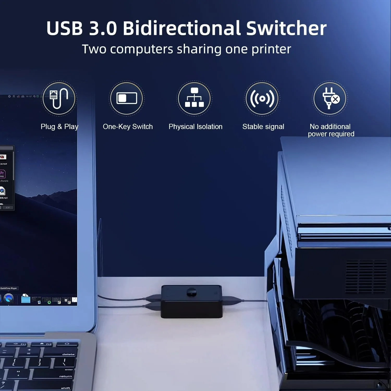 Universal Bi-Directional USB Switch for Seamless Device Sharing