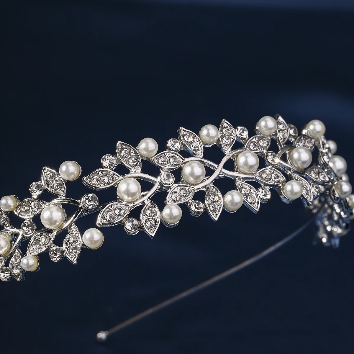 Silberne Strass-Haarkrone mit elfenbeinfarbenen Perlen, Vintage-Kristall-Braut-Hochzeits-Tiara, Braut-Kopfschmuck, Kronen, Mutter-Tochter-Stirnband – Detail 15
