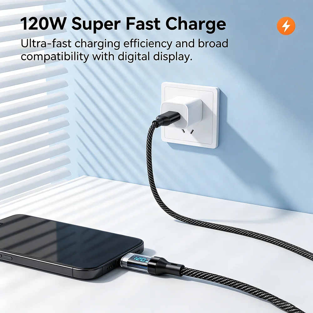 รูปสินค้า สายชาร์จ USB-C 120W ชาร์จเร็ว ใช้ได้กับหลายแบรนด์