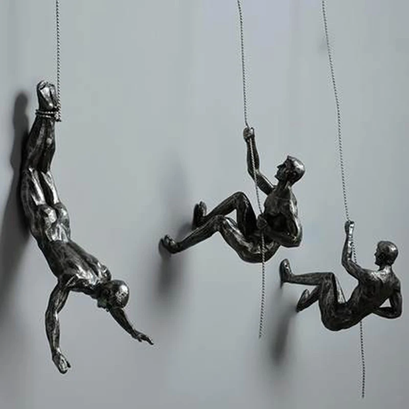 

Creative Rock Climber Resin Pendant Wall Hanging Decorative Sculpture Ornaments Retro European Climber Home Decor Statue