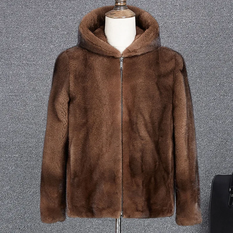 Luxury Brand Men Clothing Winter Thick Warm Faux Fur Coat Long Sleeve Faux Mink Coat Business Casual Korean Fashion Jacket